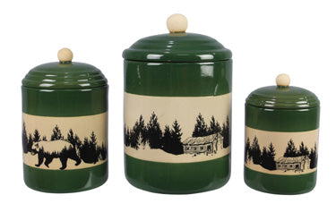 Stoneware Lodge Canister Set of (3) Pieces
