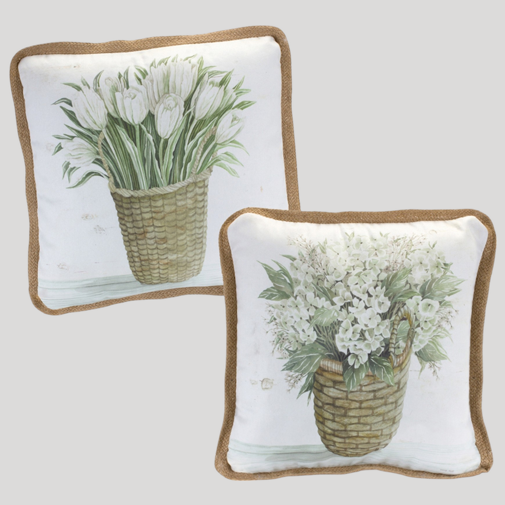 Floral Basket Pillows - Set of (2) Pillows
