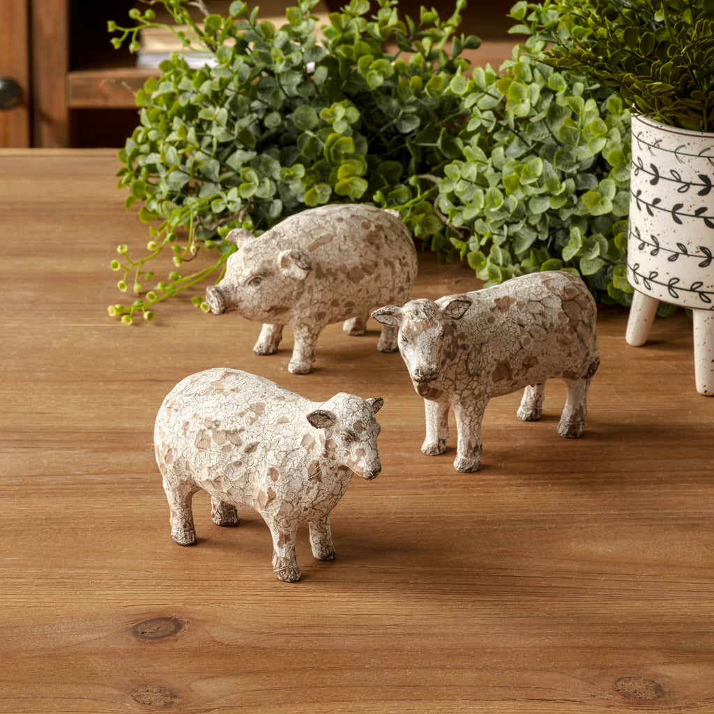 Distressed Set of (3) Farm Animals