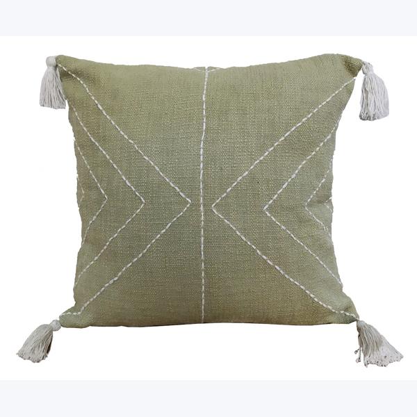 Green 18" Pillow with Tassles
