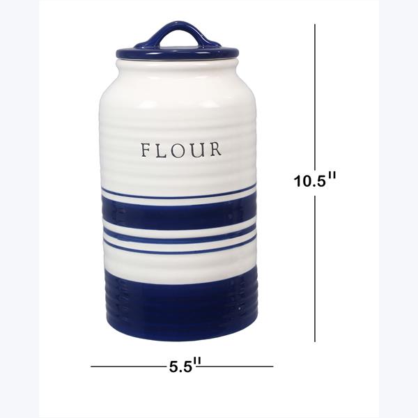 Blue & White Canister Set with Stamped Lettering