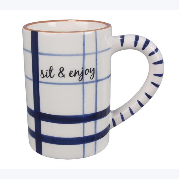 Blue & White Ceramic Mugs - Set of (4)
