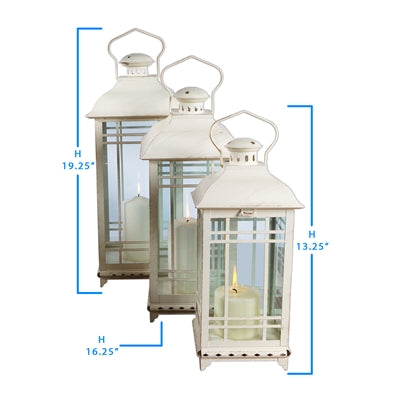 Beautiful Metal Lantern set of (3) - Off White