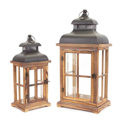 Beautiful Wood & Metal Lantern Set of (2)