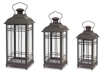 Beautiful Black/Rust Lanterns Set of (3)