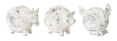 Distressed Set of (3) Farm Animals