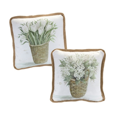 Floral Basket Pillows - Set of (2) Pillows